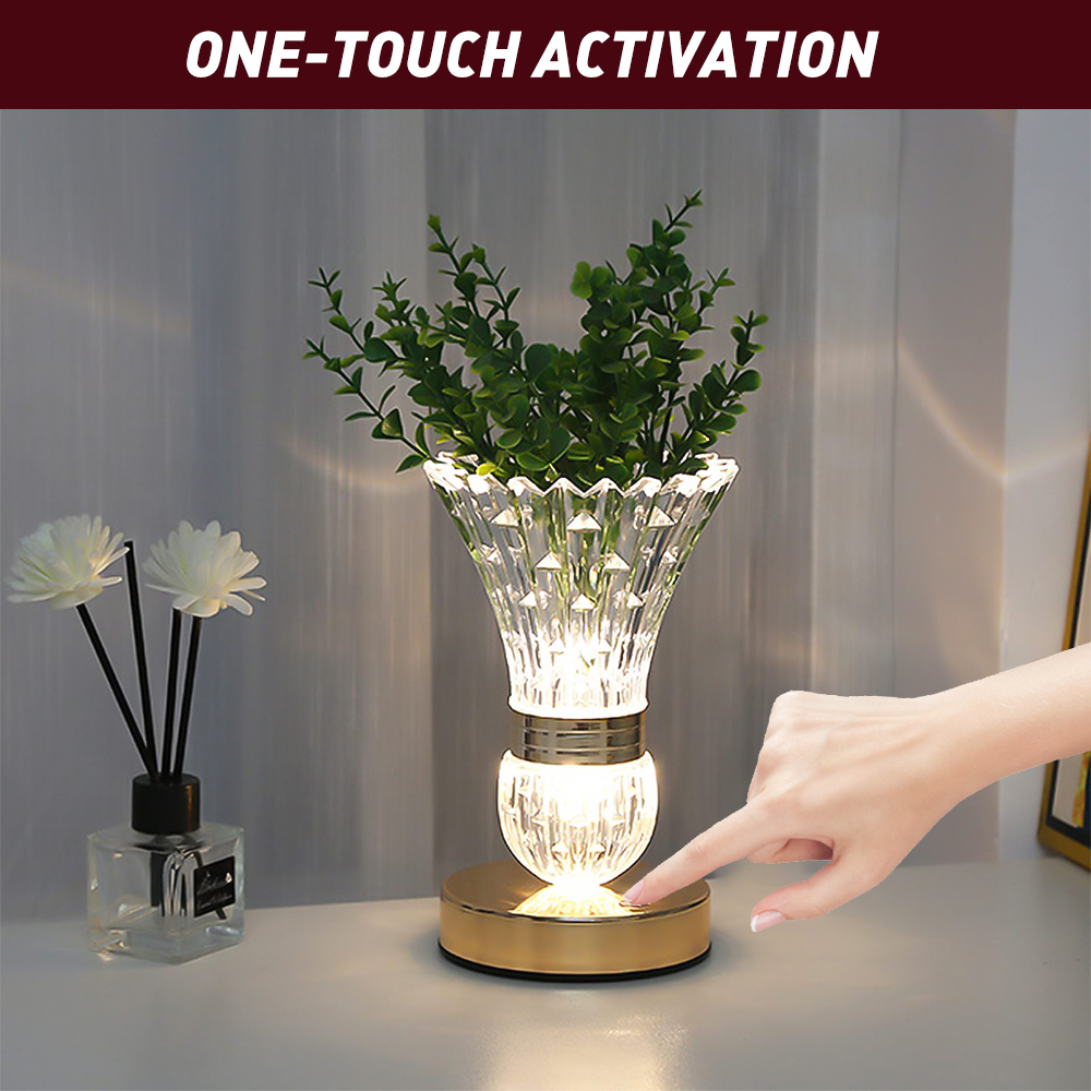Birthday Gifts for Women/Mom Decorative Diy Vase Table Lamp, Usb Rechargeable Touch Bedside Night Light for Bedroom