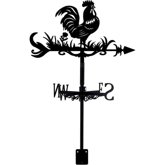 1Set Rooster Weathervane Chicken Wrought Iron Wind Vane Roof Garden Direction Sign Outdoor Farmhouse Decoration Wind Measuring Tool