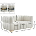 thumbnail image 3 of Meridian Furniture Gwen Cream Velvet Loveseat, 3 of 15