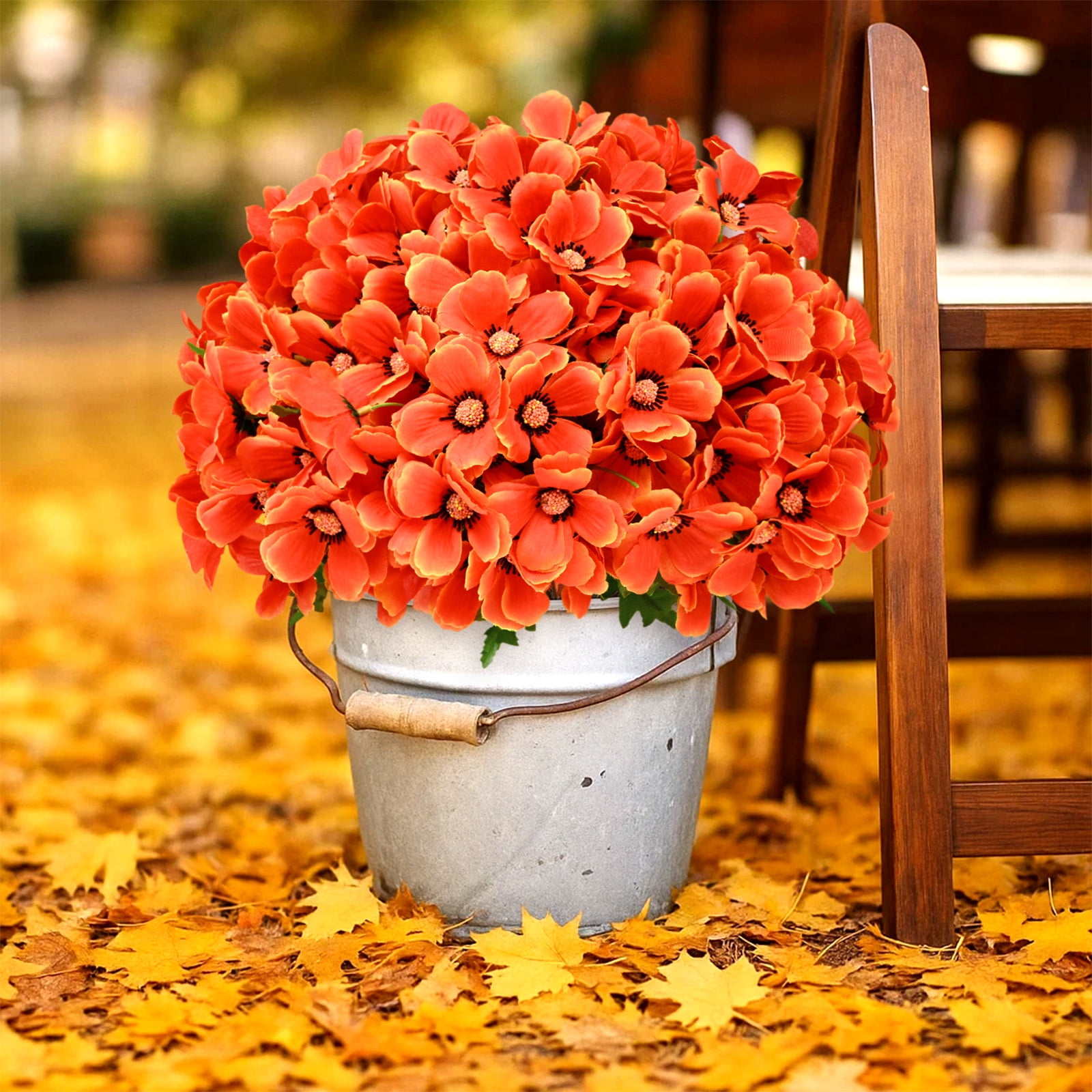 Waipfaru 8 Pack Artificial Flowers for Outdoor, UV Resistant Silk Fake Plants for Porch Patio Balcony Front Door Garden Decoration