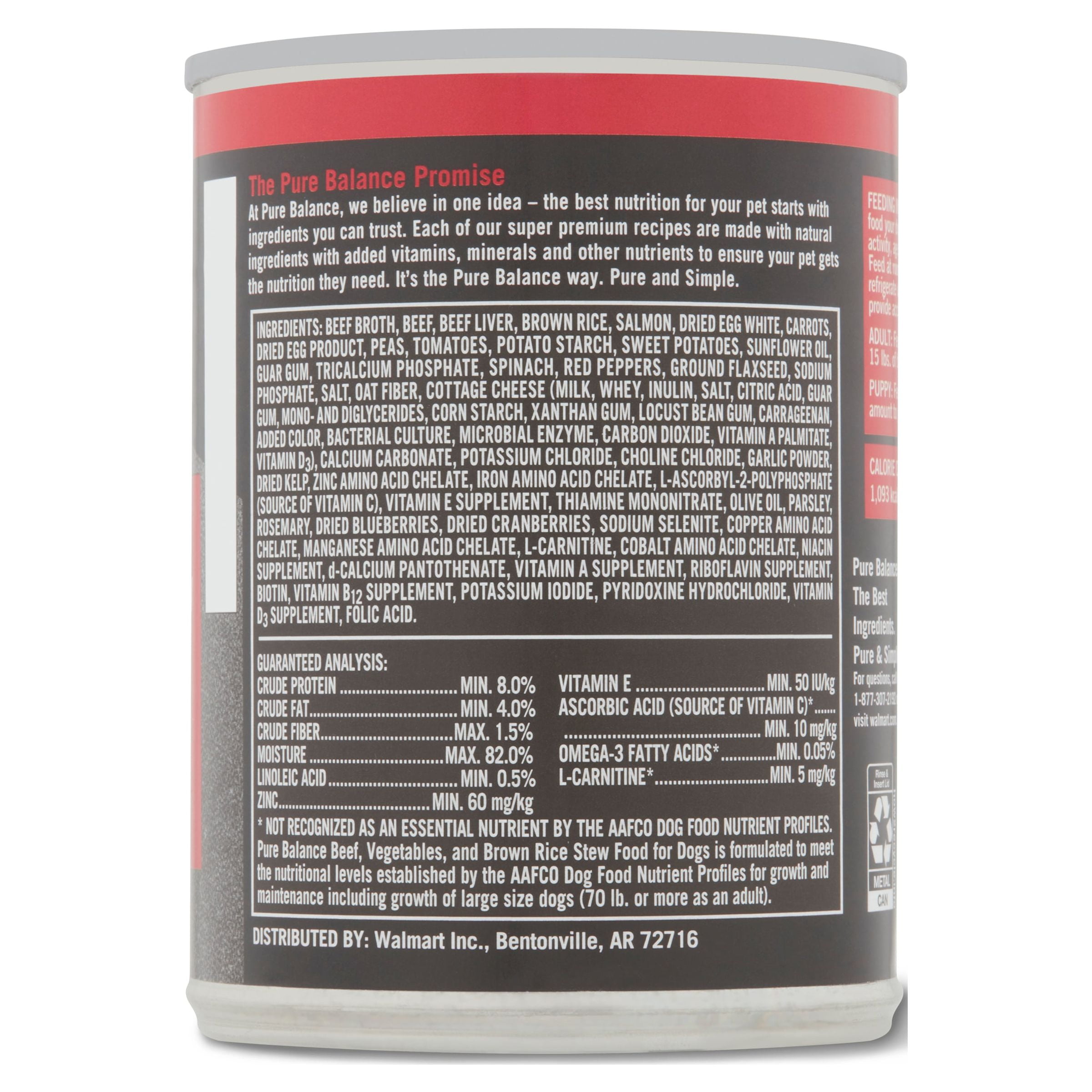 (12 pack) Pure Balance Grain-Free Formula Beef Wet Dry Dog Food 12.5 oz Can