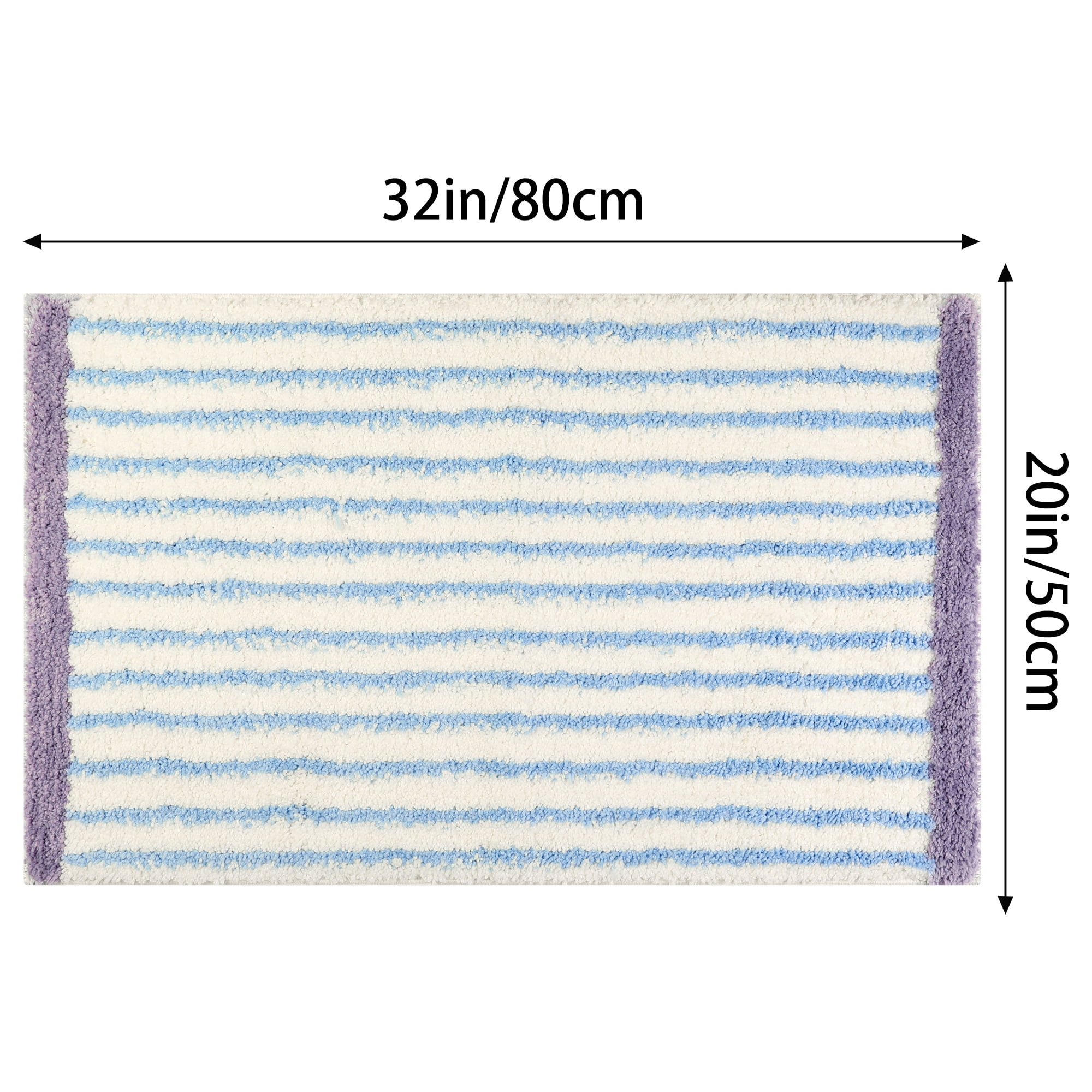 Unique Bargains 2 Pcs Striped Non-Slip Soft Bath Mats Absorbent Washable Bathmat Blue/Dark Blue 20" x 32"