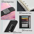 thumbnail image 4 of 9.2x6.7 inch Leather Notebook 100 Sheets, Multi-Pocket Design & Pen Loop Pink Butterflies Flying Refillable Journal Organizer, 4 of 6