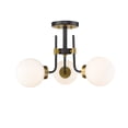 thumbnail image 6 of Z-Lite Parsons 3 Light Opal Glass Steel Semi Flush Mount in Black and Olde Brass, 6 of 7