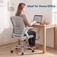 thumbnail image 2 of Atilioo Home Office Chair, Ergonomic Computer Desk Mesh Chair with Lumbar Support, Adjustable Swivel Mid-Back Chair with Flip-up Arms, Gray, 2 of 13