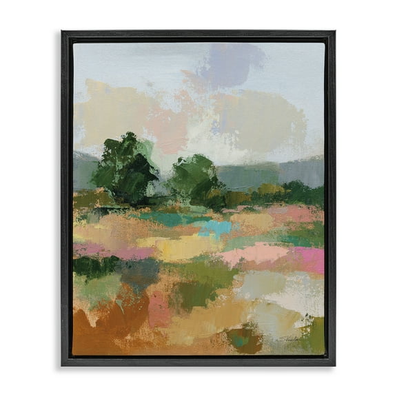 Stupell Industries Abstract Spring Landscape Landscape Painting Black Floater Framed Art Print Wall Art, 17 x 21