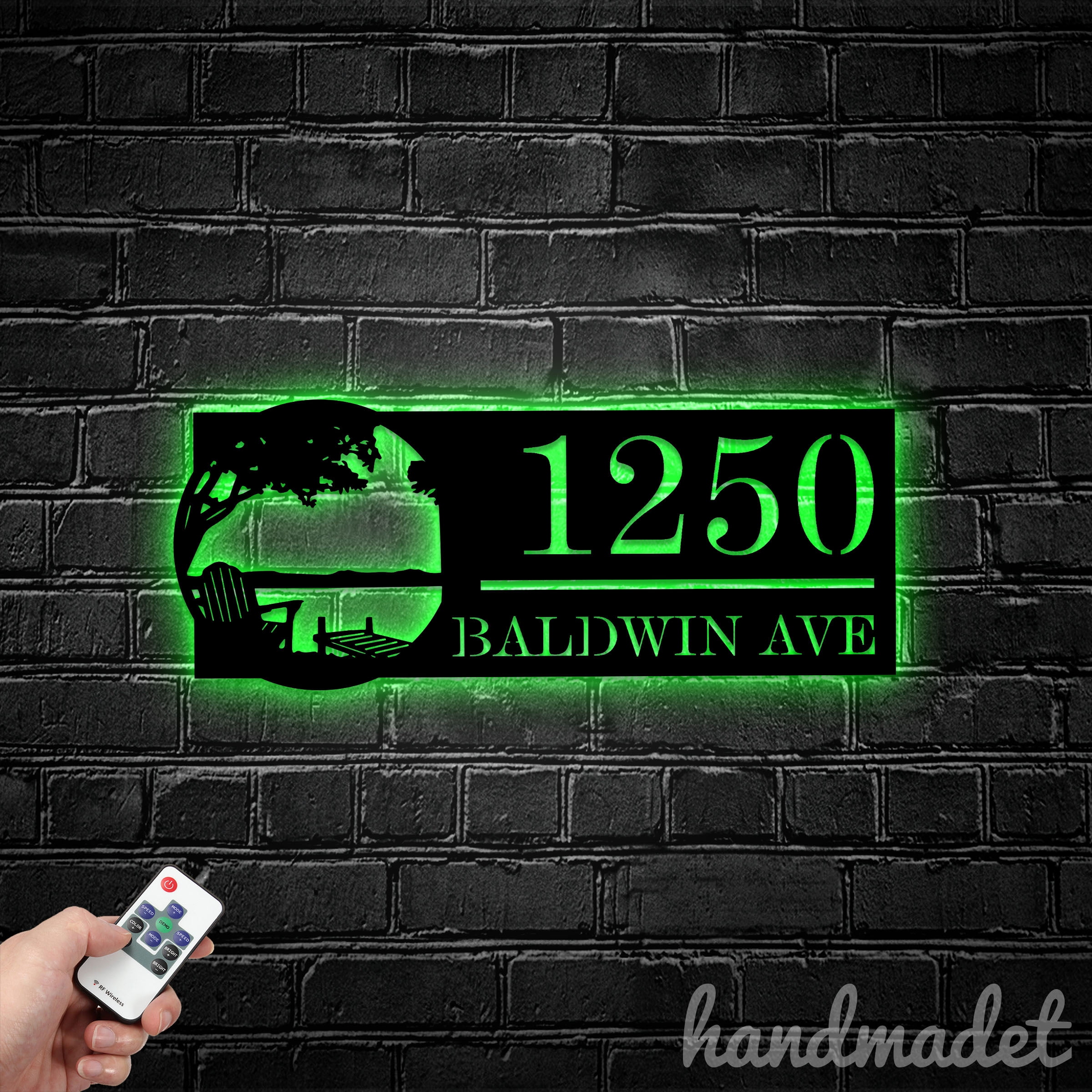 Handmadetneonsign Tree Dock On Lake House Number, Lakeview Home Address Metal, House Address Sign 67632