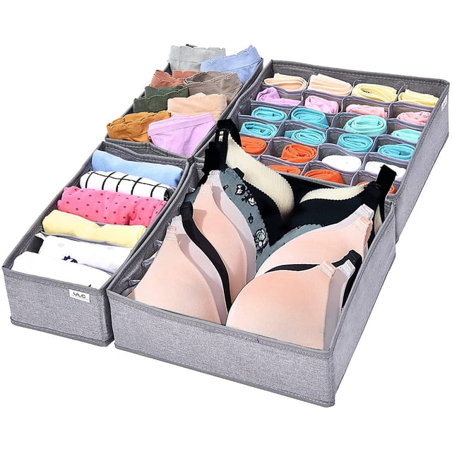 Closet Underwear Lot de 4 séparateurs de tiroir Gris Kuyhfg Bienvenido a Kuyhfg