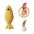 thumbnail image 3 of FEOLGEHLY Catnip Toy Set for Indoor Cats, Silvervine Cat Toy with Chew Sticks Fish Ball Mouse Feather, Cat Teething Toy Boredom Relief Anxiety Relief, Cat Chew Toy Multi-Shape Play Set (Brown D), 3 of 7