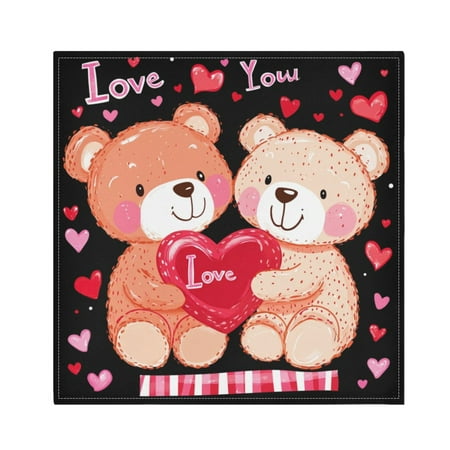 

WOBOGO Cute Teddy Near Couple Pattern Cloth Napkins 6 Pieces Soft Elegant Touch Durable Absorbent Quick Drying for Elegant Dining