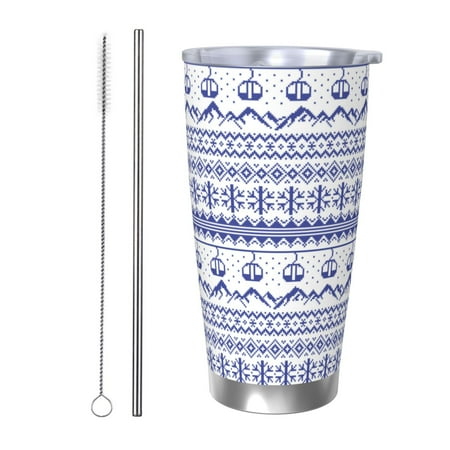 

Fuzoiu Abstract Gondola Snowflake Print 20oz Tumbler Stainless Steel Vacuum Insulated Car Cup Insulated Coffee Mug Travel Mug with Lid Thermal Cup for Outdoor-Straw Two-piece Set
