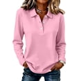 thumbnail image 5 of Womens Loose Fit Polo Shirts Lapel Collar 3 Button Golf Shirts Long Sleeve Tops For Women Athletic Breathable Fashion T-Shirts Casual Office Shirt, 5 of 5