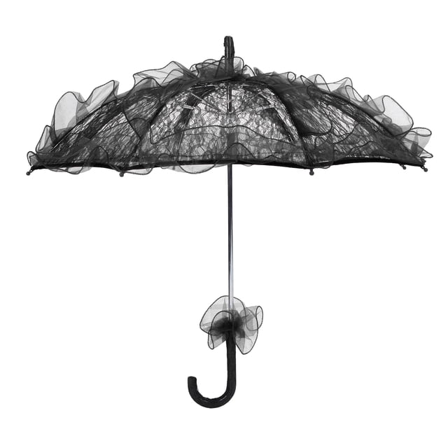 Paraguas de Encaje, sombrilla de Boda, decoración Nupcial, Suministros de fotografía, Tela Plegable única para Novia, Accesorios de Rendimiento(Negro)
