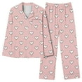 thumbnail image 6 of yoeyez Pajamas for Women 2 Piece Love Heart Printed Pajamas Sets Ladies Loungewear Button-Down Long Sleeve and Pant Pj Sets Soft Sleepwear Multicolor 3XL, 6 of 7