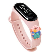 Cartoon LED Children's Electronic Watch, Touch Luminous Bracelet Electronic Watch (pink）