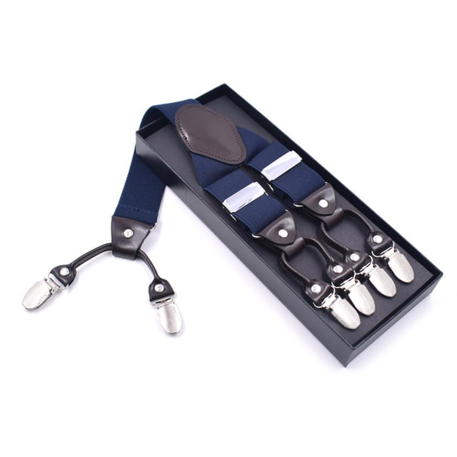 WHAMVOX 1Ensemble Bretelles Réglables 6 Clips Polyester pour Hommes Jeans Usage Quotidien 3.5x49x1in