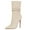 Beige, variant on Women Warm Pull On Stiletto High Heel Slouchy Ankle Boots Pointed Toe Mid Wide Calf Walking Boots Shoes Size 14 Black