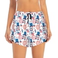thumbnail image 3 of Uemuo American Gnomes Pattern Women's Athletic Shorts High Waisted Running Shorts with Liner Pockets Gym Elastic Workout Shorts-Small, 3 of 9