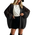 thumbnail image 3 of Tqcoqu Womens Long Sleeve Lightweight Sheer Cardigans,Kimonos Casual Loose Open Front Beach Cover Ups,Black Women's S-XXXL, 3 of 7