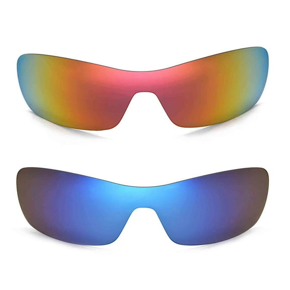 Walleva Polarized Fire Red   Ice Blue Replacement Lenses For Oakley Antix Sunglasses