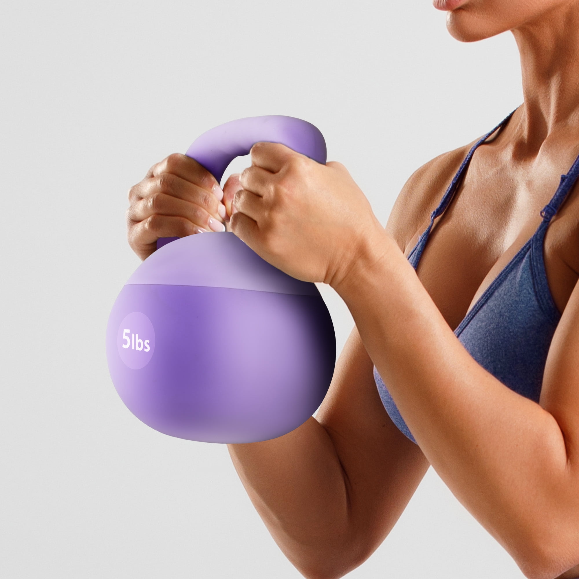 Soges Soft Kettlebells,Iron Sand Filled Weights Strength Training Kettlebells,Shock-Proof Weights and Wide-Grip Handle,Fitness Soft Kettlebells for Women Men,Home Gym Kettlebells,Purple,5LBS