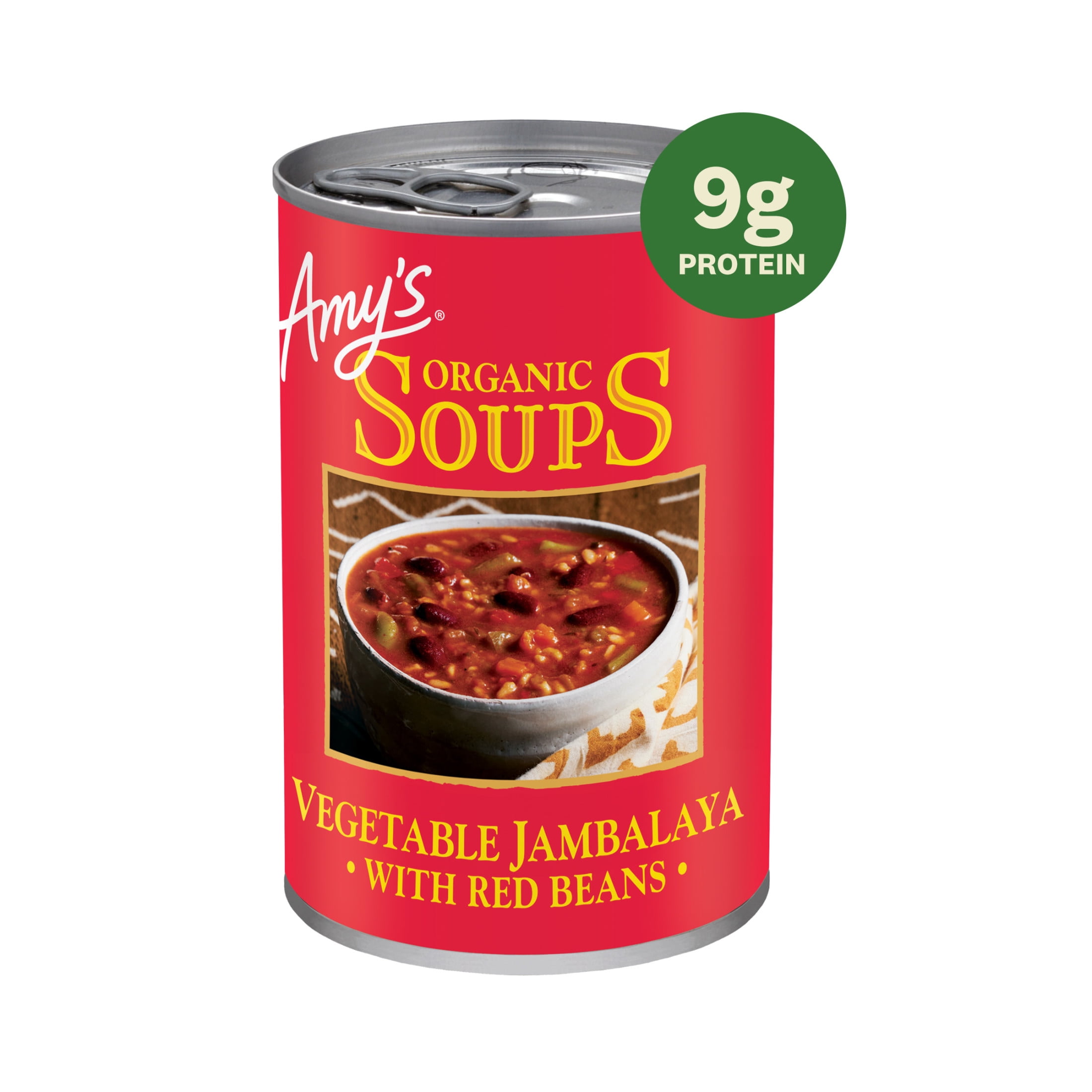 (3 pack) Amy’s Organic Vegetable Jambalaya Made With Organic Red Beans and Rice, Plant Based Vegan Jambalaya, Gluten Free, Canned Soup, 14.2 Oz