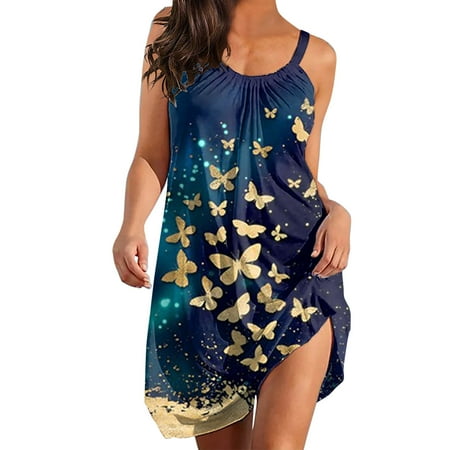 

YanHoo Women 2023 Summer Sleeveless Tank Dresses Spring Beach Tank Sundresses Casual Summer Mini Dress