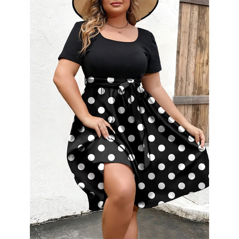 Abcomgle Womens Plus Size Dress Casual Empire Waist Straped Cocktail Dresses Pleated Polka Dot A Line Dresses Short Sleeve Square Neck Modest Wedding Guest Dress,2XL - Walmart.com Abcomgle Womens Plus Size Dress Casual Empire Waist Straped Cocktail Dresses Pleated Polka Dot A Line Dresses Short Sleeve Square Neck Modest Wedding Guest Dress,2XL - Walmart.com