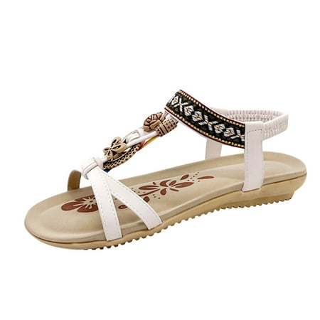 

Womens Sandals Fashion Spring And Summer Women Sandals Bohemian Casual Large Size Open Toe Flat Beach Shoes