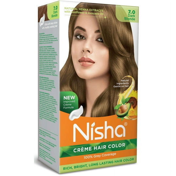 Nisha Crème Hair Color, Permanent Blonde Hair Dye Color, 100% Gray Coverage, Dark Blonde, 4.23 oz
