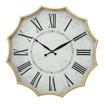 CC Home Furnishings Vintage Roman Numeral Gears Wall Clock - 23.5" - White and Gold