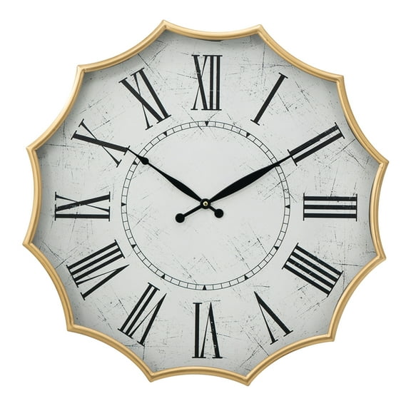 CC Home Furnishings Vintage Roman Numeral Gears Wall Clock - 23.5" - White and Gold