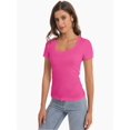 thumbnail image 5 of Women's T Shirts Short Sleeve Scoop Neck Basic Going Out Tops Fashion Slim Fit Tee, 5 of 6