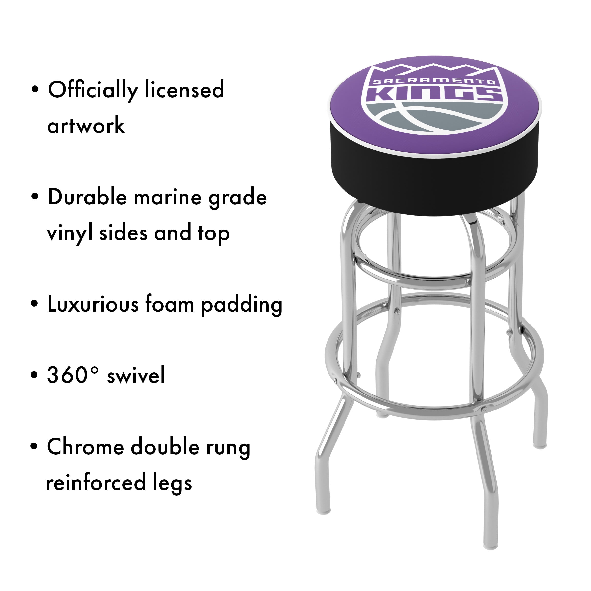 Trademark Gameroom Sacramento Kings Logo Bar Stool with Padded Seat