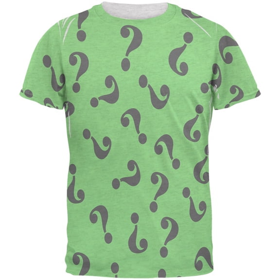 Halloween Riddle Me This All Over Mens Costume T Shirt