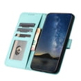thumbnail image 4 of Flip Case Compatible with Apple iPhone 16, Mandala Embossed Premium PU Leather Hand Wrist Cards Holder Folio Stand Luxury Protective Drop Proof Phone Case for iPhone 16,Lightblue, 4 of 8
