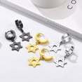 thumbnail image 3 of Mens Drop Earrings Huggie Star of David Dangle Dangly Stainless Steel/Black/Gold Hoop Earrings for Women Punk Cool Jewelry Clearance, 3 of 6