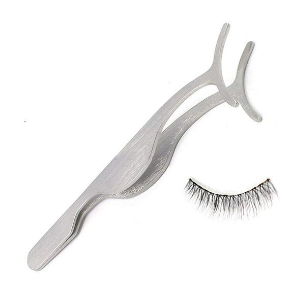 OdontoMed2011® False Eyelashes Stainless Steel False Eyelash Tweezers Makeup Tool - Silver