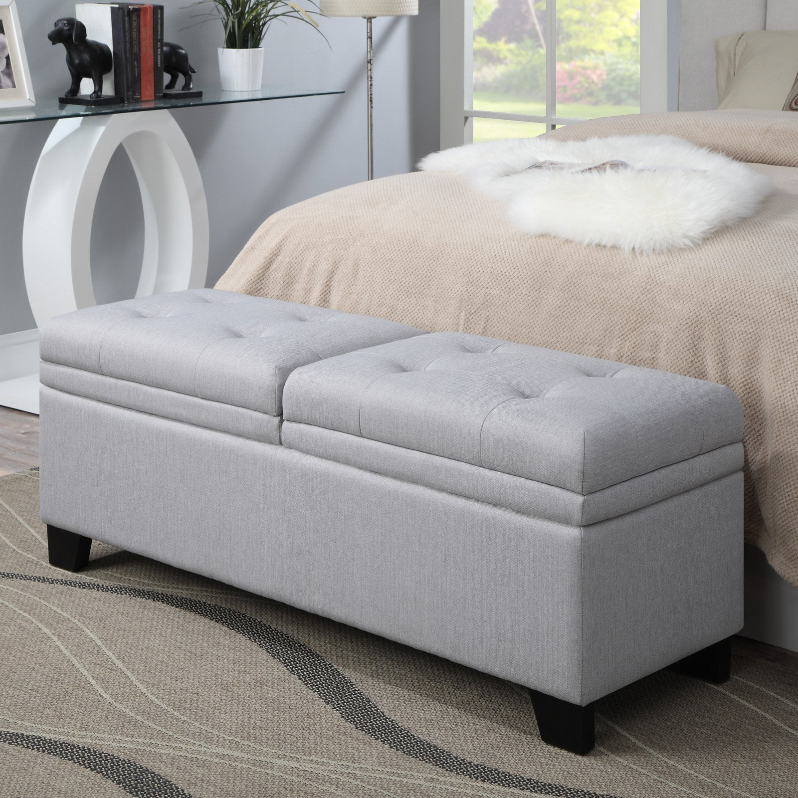 Storage Benches K Living Db 12 Beige Fabric Upholstered Bench