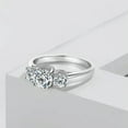 thumbnail image 5 of 3-stones Round Cut AAA Wedding Cz Band Women's 925 Silver Engagement Ring Sz 4-9, 5 of 5