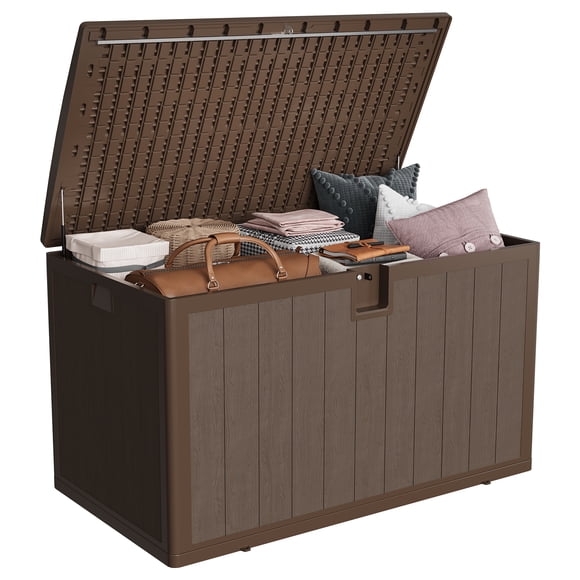 Yeshouse Caja de resina para terraza de 130 galones, impermeable, con tapa con cerradura y resistente a los rayos UV, ideal para guardar cojines y muebles de patio, jardín, patio y piscina