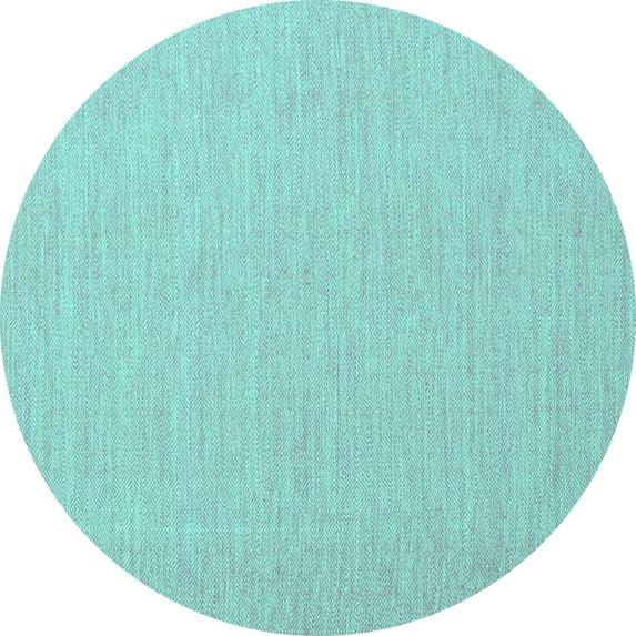 Ahgly Company Machine Washable Indoor Round Abstract Turquoise Blue Contemporary Area Rugs, 7' Round