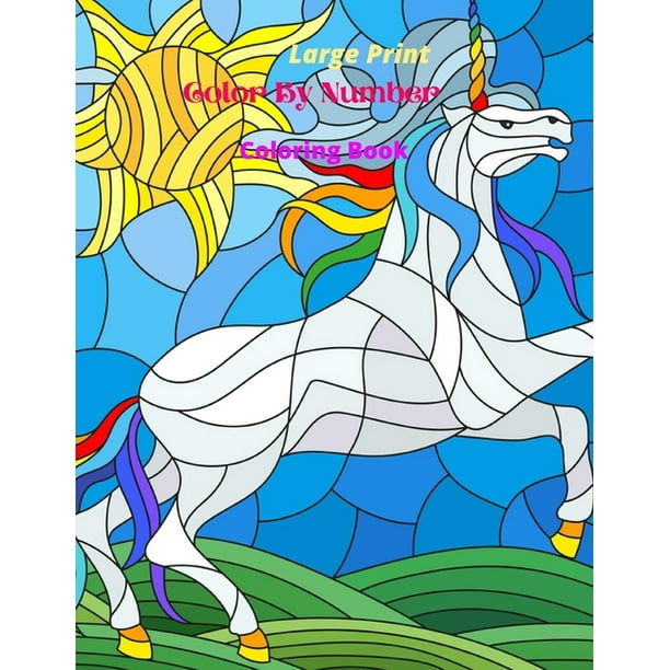 large print color by number coloring book easy large print coloring book with fun easy and relaxing coloring pages color by number large print coloring book 1 paperback large print walmart com
