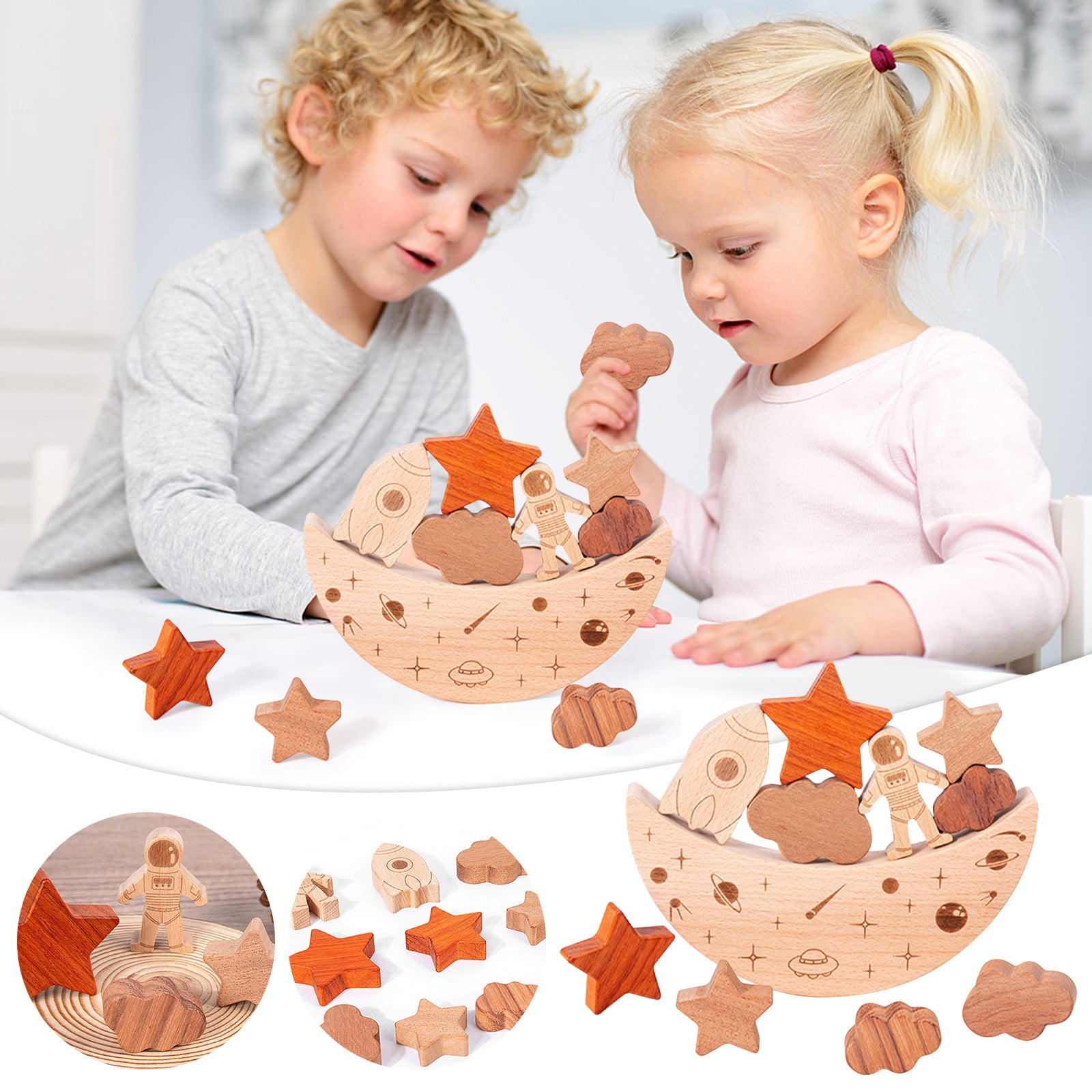 Early Childhood Moon Balance Building Blocks Toys Wooden Teaching For Children 