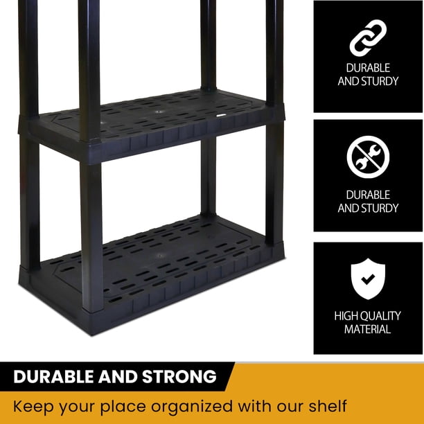 Oskar 4-Tier Plastic Shelf Unit – 400 Lb Capacity, 30"x14"x57", Tool-Free Assembly, White, Made In Canada For Garage, Basement, Or Shed Storage