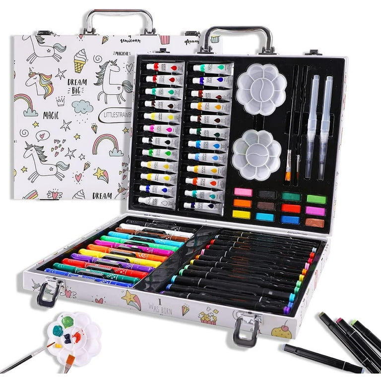 HCXIN Art Supplies Set for Kids, 66 Pieces Set, Highlight Markers,  Twistable Silky Crayons, Watercolor Brushes, etc. 