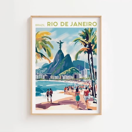 Rio De Janeiro City Travel Poster, Rio De Janeiro Brazil Poster Poster, Rio De Janeiro City Wall Art, Rio De Janeiro Travel Wall Home Decor, 8x12 UNFRAMED