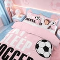 thumbnail image 3 of meiyoeat Girls Football Sports Twin Duvet Cover For Ball Lover,Kids Soccer Games Gaming Twin Bedding,Pink Reversible,2pcs(No Comforter), 3 of 6