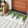 thumbnail image 6 of Dark Green Leaf Bathroom Rug Washable 2x3 Entryway Rug Non Slip Spring Watercolor Plant Wooden Grain Front Door Mat Low Pile Indoor Doormat Throw Floor Carpet for Kitchen Bedroom Entrance, 6 of 8