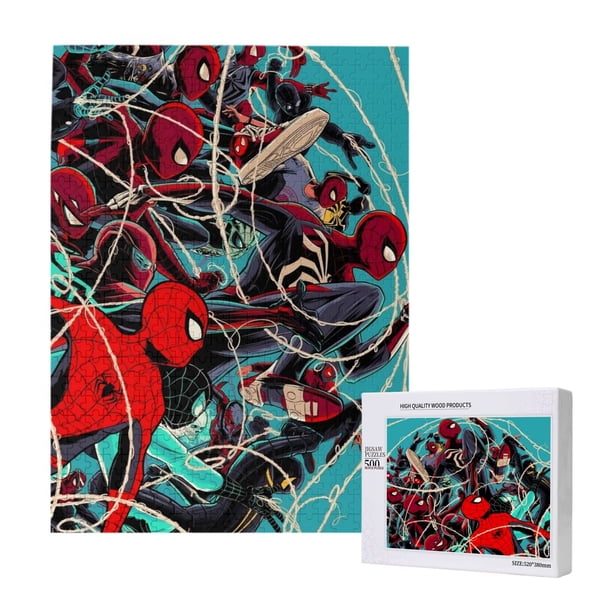 Into the Spider-Verse - Rompecabezas de madera de 500 piezas - Adecuado para niños y adultos - Rompecabezas para niños y niñas, juguetes de juego de entretenimiento con rompecabezas. Talla única